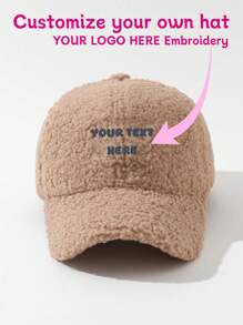 1pc Customizable Embroidered Letter Teddy Plush Baseball Cap, Choose Font And Color, Unisex Autumn/Winter Warm Teddy Plush Baseball Cap, Stylish Personalized Hat, Good Gift For Valentine's Day, Birthday, Holiday Party, Anniversary, Best Friend, Mom/Dad, Her/Him, Girlfriend/Boyfriend/Friend - Baseball Cap - View 5