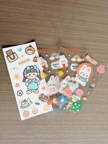 1pc Press-type Creative & Adorable Desktop Trash Can With Lid & Random Sticker For Home And Office Use - White - View 10