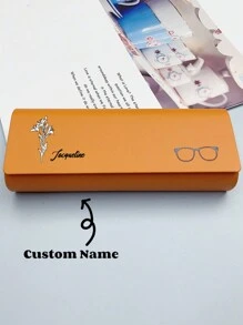 1pc Premium Mirrored Eyeglasses Case, High-End Customized Unique Image/Name Solid Color Glasses Box, Minimalist Design: Portable, Waterproof, Dustproof Function, Hard Shell PU Leather Floral Print Eyeglass Case, Name Glasses Box Suitable For Sunglasses, Prescription Glasses, Reading Glasses, Protective Eyewear Case And Rigid Sunglasses Case, Ideal Gift For Travel, Outdoor, Men And Women