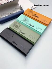 1pc Premium Mirrored Eyeglasses Case, High-End Customized Unique Image/Name Solid Color Glasses Box, Minimalist Design: Portable, Waterproof, Dustproof Function, Hard Shell PU Leather Floral Print Eyeglass Case, Name Glasses Box Suitable For Sunglasses, Prescription Glasses, Reading Glasses, Protective Eyewear Case And Rigid Sunglasses Case, Ideal Gift For Travel, Outdoor, Men And Women