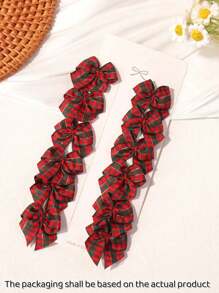 12 件女孩圣诞格子可爱蝴蝶结鳄鱼发夹