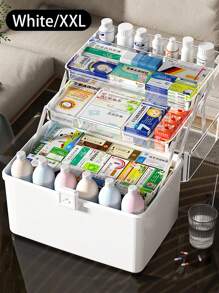 1件大容量家庭医药柜 三层隔间医药柜 家用便携式急救箱 防潮防尘 圆形便携手柄 适用于药盒药瓶等 适用于卧室客厅宿舍 - 彩色 - 查看 18