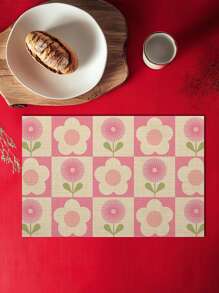 1 pieza Tapete individual de primavera de PVC, decoración del hogar con flores de dibujos animados, colorido y lindo tapete floral para comedor, almohadilla de mesa de cocina, tapete de primavera, adecuado para la decoración de la cocina interior, regalo esencial para familia y amigos - Multicolor - Ver 11