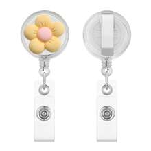 3D 5-Petal Flower Nurse Badge Reel, Retractable Badge Reel ID Holder, Suitable As Gift For Nurses, Doctors, Medical Staff, Hospital Office Workers