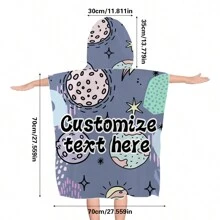 1pc Customizable Cartoon Pattern Wearable Hooded Poncho Towel, Adorable Personalized Super Absorbent Quick-Dry Microfiber Towel Cloak, Suitable For Swimming, Travel, Beach Bathroom Decor Fall Decor Beach Essentials Back To School