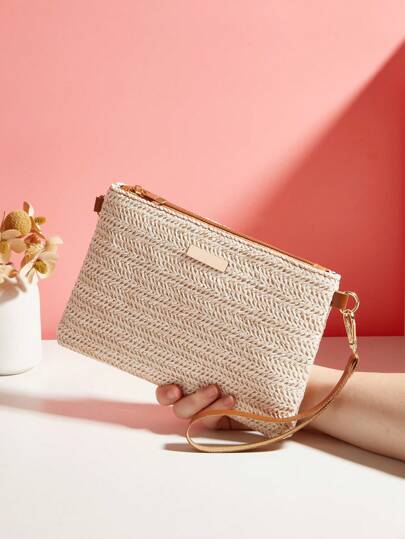 Popular Women's Casual Travel Straw Woven Bag, Fashion Minimalist Large Capacity Lady Medium/Long Wallet Clutch, Beach Purse, Perfect For Summer, Vacation & Daily Use, Perfectly Matching With Prom Dresses For Women, Prom Accessories,Sequin Dress Women,Sparkly Dress,Elegant Dresses For Women, Elegant Prom Bag, Beach Necessities, Beach Essentials,Beach Stuff & Summer Essentials, Newest Holiday Bag, Hottest Beach Bags