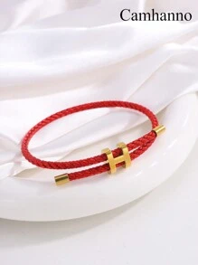 Camhanno 1 件不锈钢拉出式手链，简约时尚的日常佩戴礼物，适合男士和女士