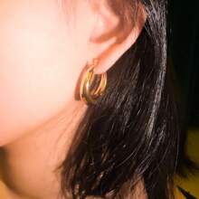 MDFUN 316L Stainless Steel Thick Earrings, Hollow Hoop Earrings, Jewelry For Men And Women