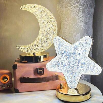 星月夜灯，USB充电，触控三色灯，卧室床头灯，台灯，家居装饰，LED水晶夜灯，桌灯，纪念礼物，生日礼物，适用于卧室、客厅、餐厅、酒吧