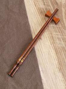 Natural Wooden Flower Pattern Chopsticks, Anti-Mold, Anti-Slip, Easy To Clean Wooden Crafted Chopsticks For Home Use,School Supplies