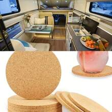 8/15pcs Natural Wooden Camper Cup Coasters - Home Kitchen Coasters, Tableware Mat, Keep Your Drinks Safe And Stylish! Minimalist & Fashionable, Back To School Supplies