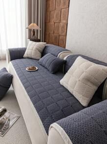 1 Stück gesteppter Plüschbezug für Sofa, einfarbiger nordischer Stil, 3D Design mit dickem Plüsch Sofa Schoner, rutschfest und kratzfest, für Wohnzimmer, Schlafzimmer, Büro, passend für 1/2/3/4 Sitzer mit Armlehnen und Rückenlehne