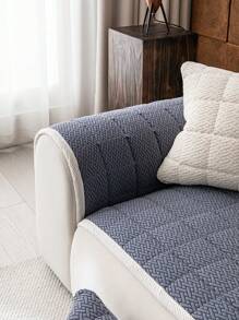 1 Stück gesteppter Plüschbezug für Sofa, einfarbiger nordischer Stil, 3D Design mit dickem Plüsch Sofa Schoner, rutschfest und kratzfest, für Wohnzimmer, Schlafzimmer, Büro, passend für 1/2/3/4 Sitzer mit Armlehnen und Rückenlehne