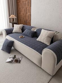 1 Stück gesteppter Plüschbezug für Sofa, einfarbiger nordischer Stil, 3D Design mit dickem Plüsch Sofa Schoner, rutschfest und kratzfest, für Wohnzimmer, Schlafzimmer, Büro, passend für 1/2/3/4 Sitzer mit Armlehnen und Rückenlehne