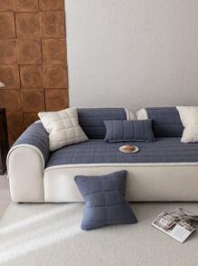 1 Stück gesteppter Plüschbezug für Sofa, einfarbiger nordischer Stil, 3D Design mit dickem Plüsch Sofa Schoner, rutschfest und kratzfest, für Wohnzimmer, Schlafzimmer, Büro, passend für 1/2/3/4 Sitzer mit Armlehnen und Rückenlehne