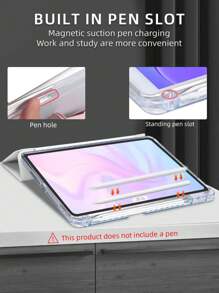 1pc Transparent Acrylic Y-Fold Flat Protective Case, White Color. Y-Fold Stand, Built-In Pen Slot, High Transparency Acrylic Back Cover Anti-Scratch Anti-Bend, Magnetic Sleep/Wake, Minimalist/Casual/Classic/Business IPad Flip Cover With Pen Slot, Compatible With IPad Mini 6/Mini 7/Air 1/Air 2/9.7/10.2/10.5/Air 4/Air 5/10th/10.9/Pro 11-Inch/Pro 12.9-Inch/Air 11-Inch (M2)-2024/Air 13-Inch (M2)-2024/Pro 11-Inch (M4)-2024/Pro 13-Inch (M4)