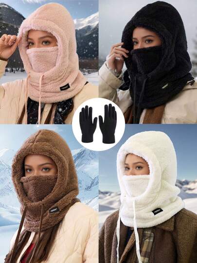 1pc Unisex Hat Scarf Gloves 3-In-1 Set, Warm Windproof Earflap Beanie For Outdoor Activities, Suitable For Daily Use, Travel, Hiking, Skiing, Gift