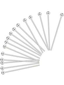 100 件金色、50 件钢、9 件不锈钢 T 形别针、球形别针、尺寸 20-50 毫米、不褪色、可弯曲和可切割，适用于 DIY 手链、项链、耳环、珠宝、手工珠宝配件材料、珠宝制作别针