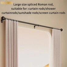 1 Pc Black/White Stainless Steel Spliced Curtain Rod, Window Curtain Rod, Roman Curtain Rod, Suitable For Bathroom, Bedroom, Living Room Home Bathroom Decor Fall Decor Bathroom Accessories Back To School