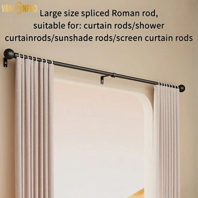 1 件黑色/白色不锈钢拼接窗帘杆，窗帘杆，罗马窗帘杆，适用于浴室、卧室、客厅家居浴室装饰秋季装饰浴室配件返校