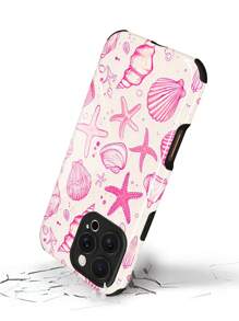 1 件全新甜美粉色浪漫海洋元素贝壳与海星图案防震、防滑、防冲击柔软 TPU + PC 混合材质手机壳适用于 Apple iPhone 16/16 PLUS/16 PRO/16 PRO MAX - 彩色 - 查看 4