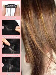 12 Pieces Clip In Medium Straight Synthetic Hair Extensions, Fashion Party Christmas Gift Women's Blonde Wire Hair Extensions Pieces 12 Pieces In A Pack, Clip In 20 Inch Colorful Glitter Hair Extensions, Holiday Gift Party Dazzling Hair Accessories