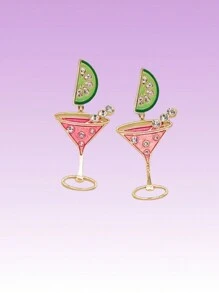 2pcs Fashionable Luxury Alloy Oil Drop Inlaid Cocktail Party Earrings, Elegant High-Quality Versatile Earrings For Women