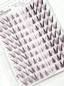 100 件/包自粘式九尾自然假睫毛，适合初学者的兔毛分段设计，看起来自然，眼睛拉长，体积大，睫毛簇，睫毛簇，单根睫毛，睫毛，假睫毛