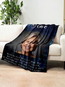 一条定制法兰绒照片毯，个性化纪念照片毯——一份缅怀逝去亲人的个性化礼物，一份慰问礼物，一份送给父亲、母亲、祖母、祖父、丈夫的丧亲慰问礼物——一份丧亲慰问礼物，一条定制纪念毯，用途广泛，适合客厅沙发、户外、海滩、露营、沙发床等场所。 - 款式2 - 查看 2