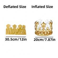 3pcs Inflatable Crown Hat, Festival Party, Stage Show Crown Prop, Inflatable Birthday Crown - Yellow - View 3
