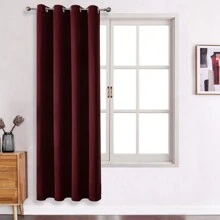 1 tấm hoặc 2 tấm rèm cửa có lỗ trên tùy chọn, rèm cách nhiệt cản sáng dệt ba lớp bằng vải cao cấp, rèm che tối cho phòng ngủ, phòng khách, nhà bếp, phòng ăn và tủ - Màu đỏ tía - rượu vang đỏ - Xem 36