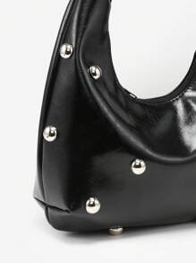 1 Túi xách đi biển phong cách Punk Boho cổ điển dành cho nữ, da dầu đan móc, dung tích lớn, thích hợp cho các buổi đi chơi, tiệc tùng và mặc hàng ngày - màu đen - Xem 3
