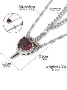 1 Set Of 2 Pieces, "Warrior For Heart And Sword Design Couple Necklace, High-Quality Zirconia Stainless Steel Waterproof And Fade-Resistant, Suitable For Couples, Valentine's Day, Christmas Gift, And Daily Wear
