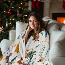 Christmas Throw 50x60 Inches Blanket Soft Reindeer Santa Blankets Flannel Fleece Red Snowflake Blanket Warm Winter Holiday Blanket For Couch,Bed