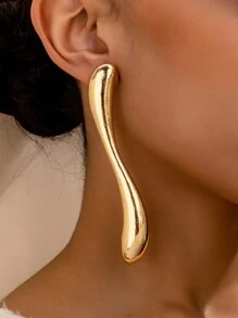 1 par de pendientes de botón con diseño geométrico exagerado en color dorado, adecuados para uso en fiestas, reuniones y uso diario, también como regalo
