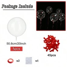 53 个/30 个大号透明 Bobo 氦气球，配红色缎带蝴蝶结装饰，适合情人节、周年纪念、生日、新娘送礼会、派对