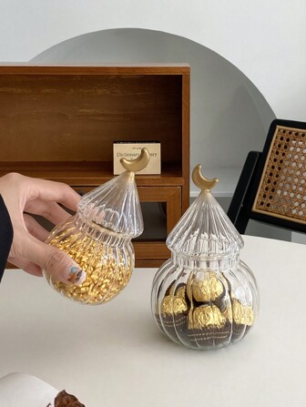CMYD Studio 1st handgjord godisburk i månglas, behållare för choklad och nötter, lyxig enkel design, lämplig för förvaring av kökskrydda, matbordsdekoration i vardagsrummet, hemtillbehör, present
