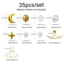 1 Set 39 Buah Dekorasi Perayaan Ulang Tahun dengan Bulan Emas Mawar dan Balon - Rose Gold - View 7
