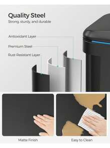 SONGMICS Double Rubbish Bin, 2 X 20L Kitchen Bin, Dual Compartment Metal Step Bin, With Plastic Inner Buckets, Soft-Close Lids, And Handles, Odour Seal, Black
