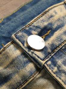 Męskie dopasowane, elastyczne jeansy jeansowe, modne męskie obcisłe jeansy, zniszczone, proste nogawki, modne i wygodne spodnie w pasie - Brąz - Zobacz 9