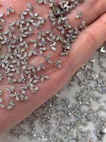 klimonla Mini Butterfly Nail Accessories Zirconia Nail Rhinestone Accessories Light Luxury Super Flash Alloy Silver Metal Accessories Small Steel Balls Nails Nail Supplies Nails Nail Charms Nail Gems