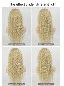 European-American Glamorous Golden Curly Long Wig, Suitable For Women, Natural Looking Soft Synthetic Hair