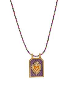 1 pièce Collier pendentif bohème chic avec charme en forme de cœur, corde colorée tressée à la main, parfait pour une tenue décontractée, les voyages, les sorties à la plage, cadeau de la Saint-Valentin, maman, mère, fête des mères
