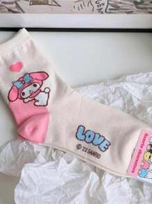 Nieuwe kindersokken Sanrio meisjes cartoon hielpatroon sokken studenten Kuromi Melody Mid-Tube antislip sokken