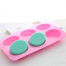 Six Hole Oval Silicone Mold, Six Hole Rectangular Silicone Mold, Handmade Soap Mold, Thickened Material, Easy Demolding, High Temperature Resistant Handmade Creation Mold, Suitable For Handmade Soap, Candles, Gypsum, Dropper And Other Handmade Crafts - Pink - View 7