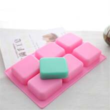 Six Hole Oval Silicone Mold, Six Hole Rectangular Silicone Mold, Handmade Soap Mold, Thickened Material, Easy Demolding, High Temperature Resistant Handmade Creation Mold, Suitable For Handmade Soap, Candles, Gypsum, Dropper And Other Handmade Crafts - Pink - View 4