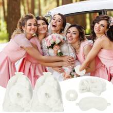 24 Stück Spa Übernachtungsparty Zubehör - 6 rosa Spa Stirnbänder, 6 rosa Plüsch-Schlafmasken, 6 rosa Samt-Haarbänder, 6 Organza Schlafanzug Party Tüten, Spa Party Geschenke