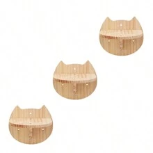 Cat Face Shaped Cat Climbing Shelf, Wall-Mounted Durable Pine Wood Cat Climbing Wall Shelf, Suitable For Indoor Cats To Climb And Play, Max Load 12kg (26lb)