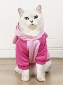 LUCKIE LABO 1pc Cute Pink Color-Block Bow Decor Hoodie Sweatshirt, Suitable For Indoor And Outdoor Use For Cats And Dogs - Pink - View 8