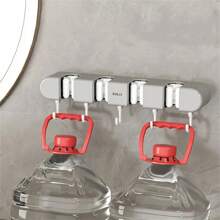 1 pièce Support mural pour balai et vadrouille avec crochets, organisateur puissant et autoadhésif pour balai et vadrouille pour jardin et garage, sans perçage, facile à installer et pratique à ranger